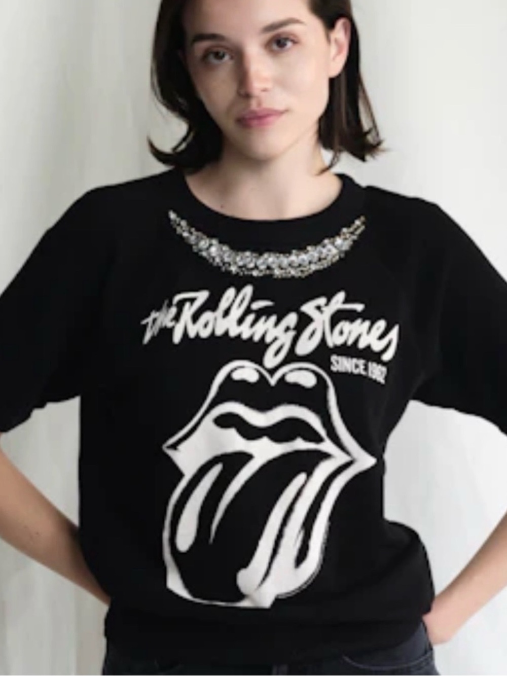 PEOPLE OF LEISURE Made In Usa Rolling Stone Rhinestone Tee small